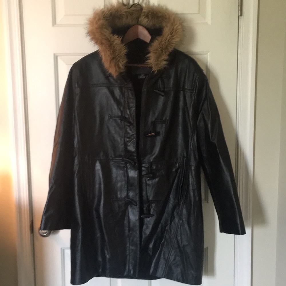Jaclyn Smith Genuine Leather Toggle Coat